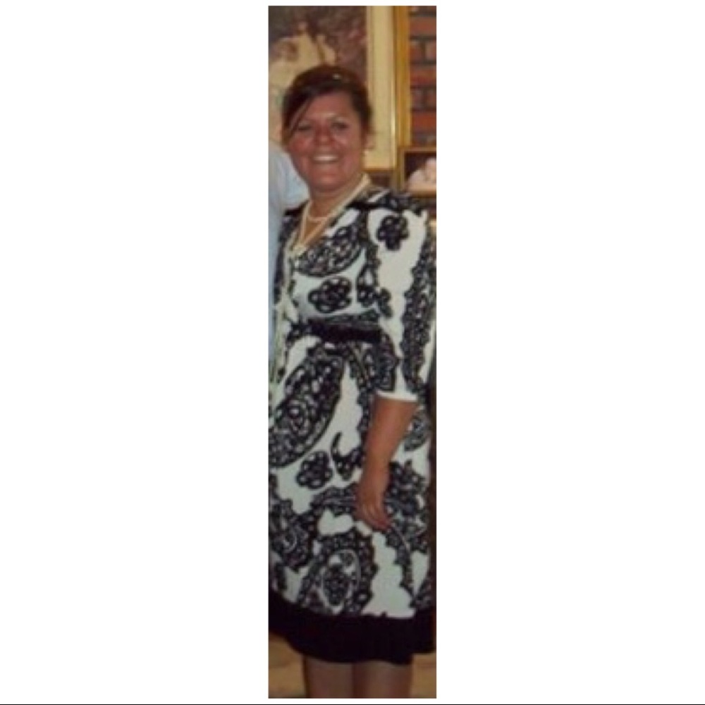 Beautiful black and white dress.